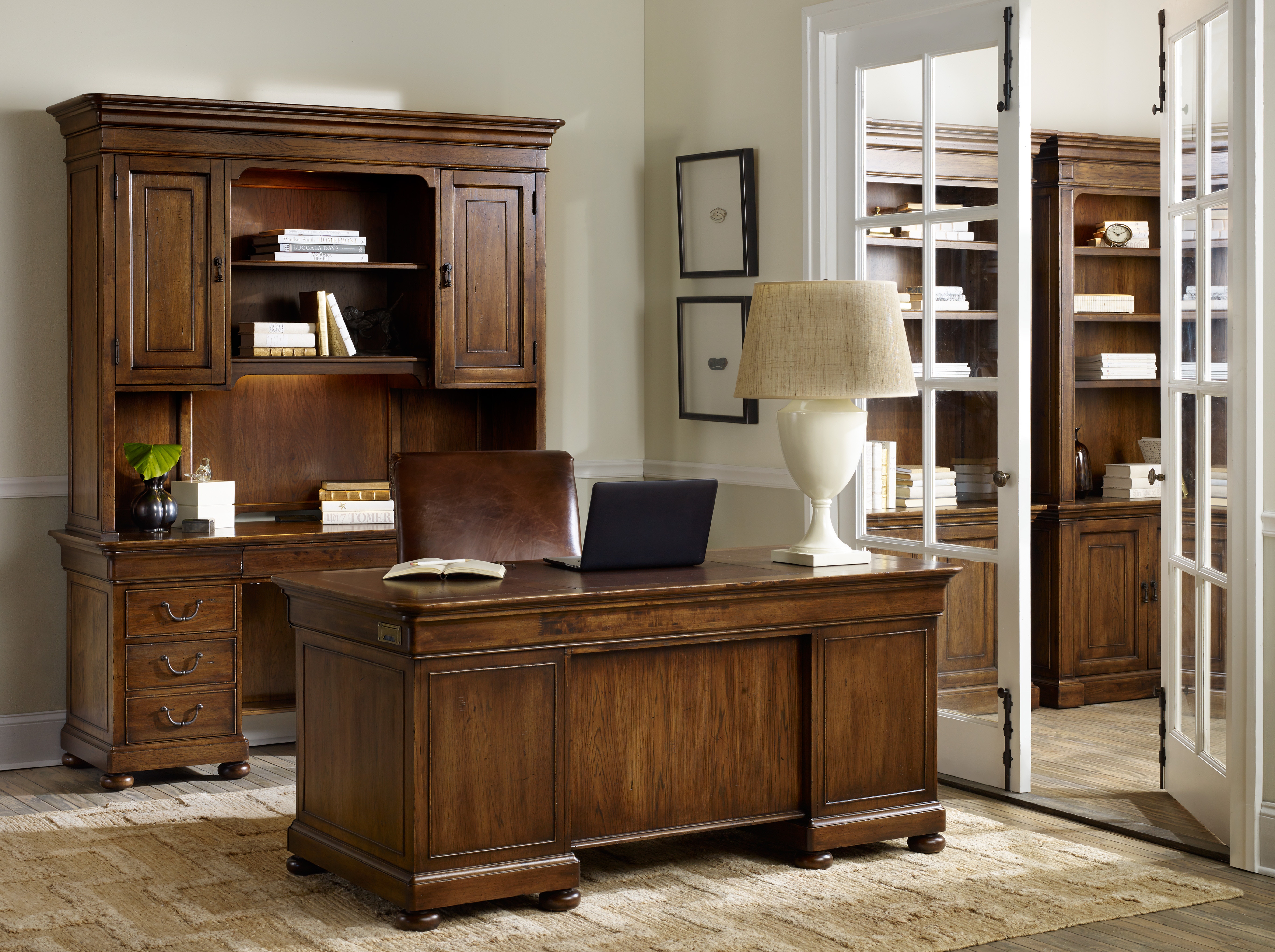 Hooker Furniture Archivist Rubberwood 66-inch Executive Desk is